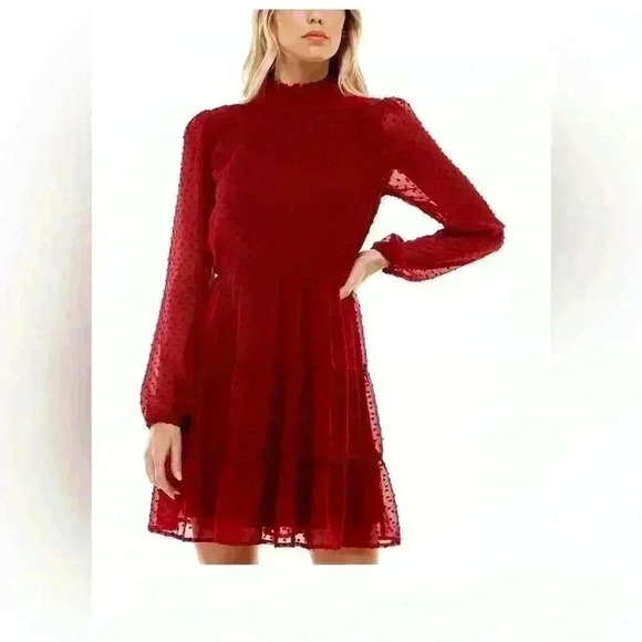 Trixxi Red Dot Long Sleeve Dress - Picture 3 of 4
